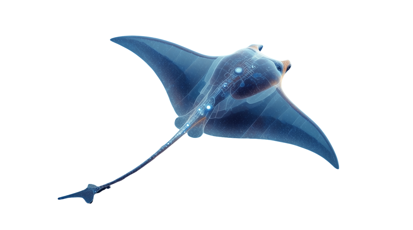 Cybernetic manta ray illustration