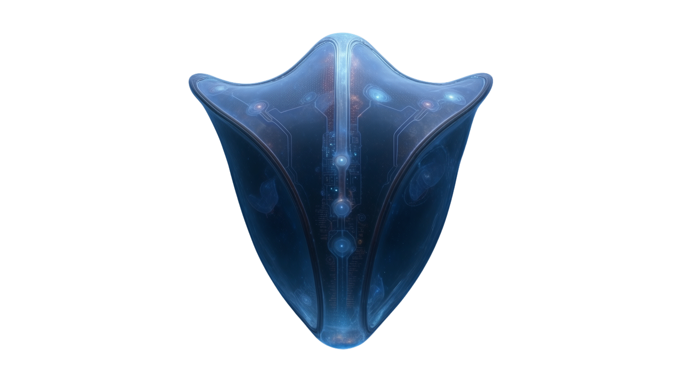 Cybernetic shield illustrating trusted cyber defense